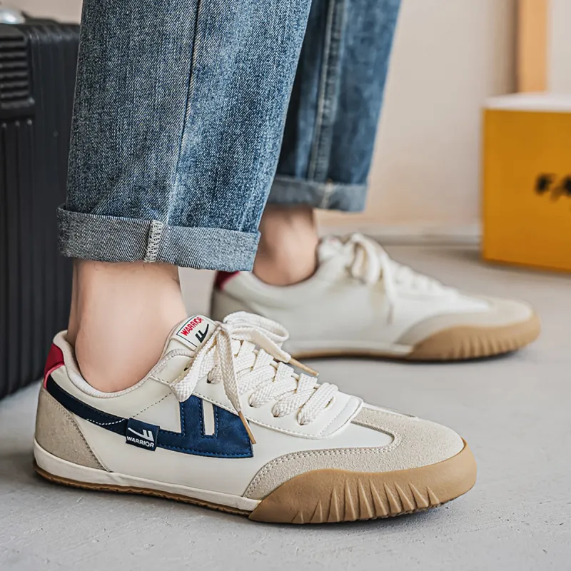 Warrior Durable Lightweight And Breathable Low-Top Casual Shoes Men's Beige Gray Blue-2