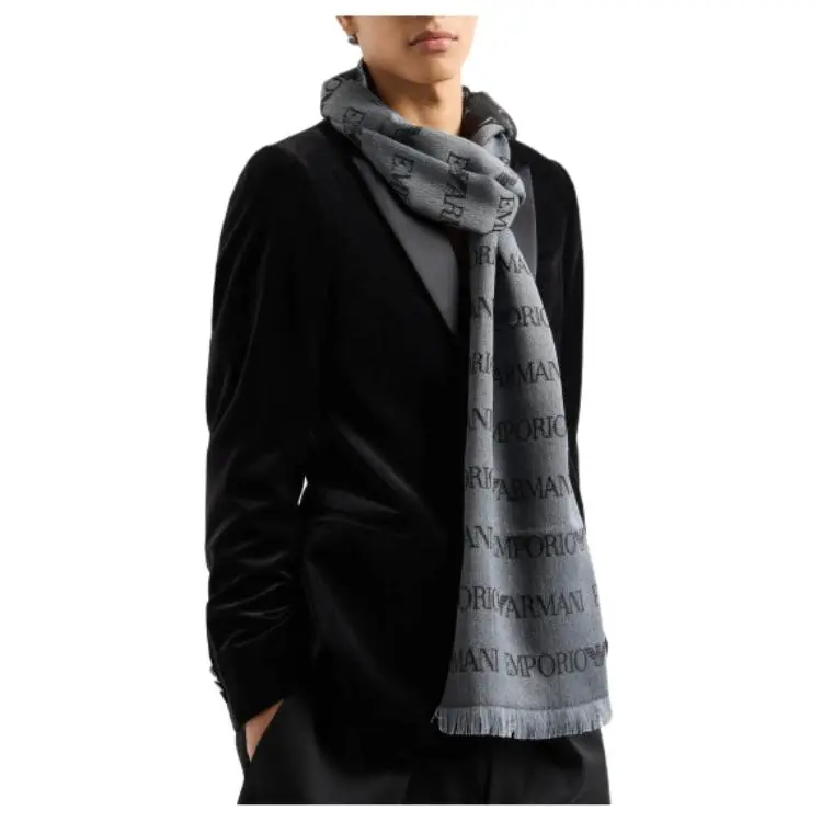EMPORIO ARMANI Monogram pattern Knitted Scarf-4