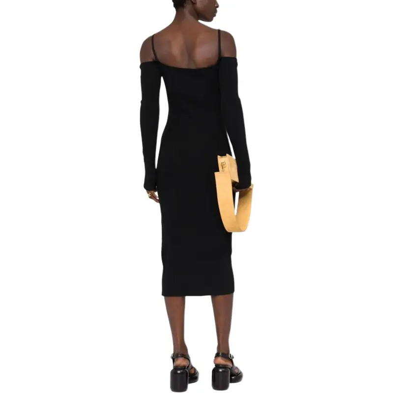 Jacquemus La Robe Sierra Long-Sleeve Ribbed Dress-4