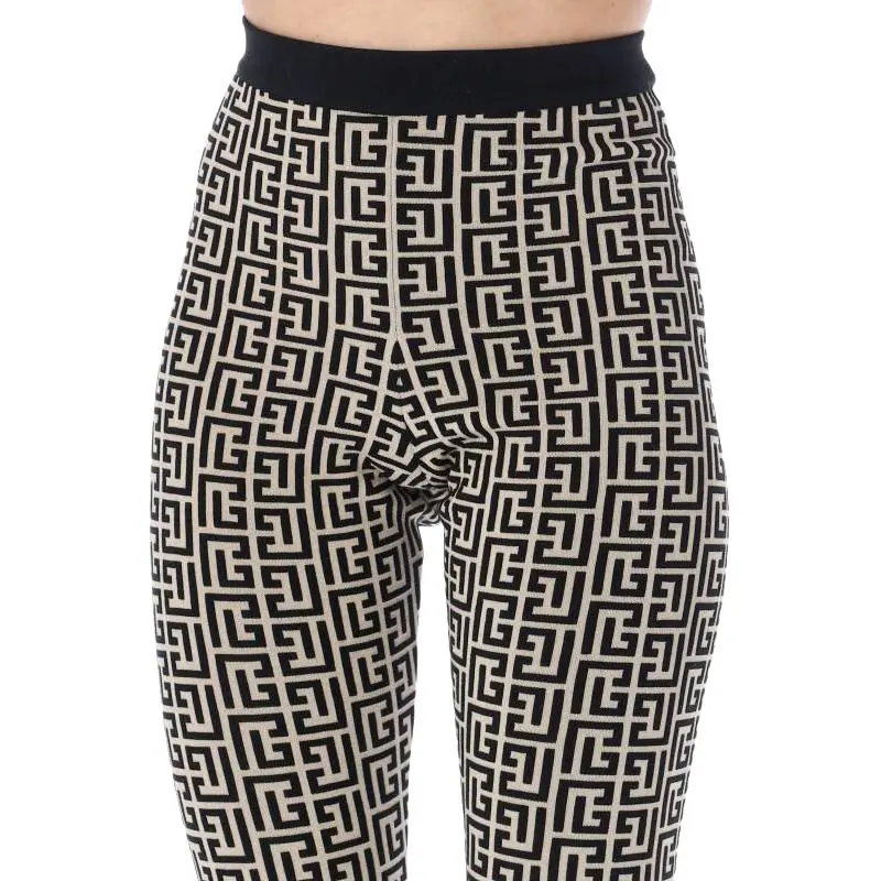 BALMAIN Monogram-print High-waisted Leggings-4