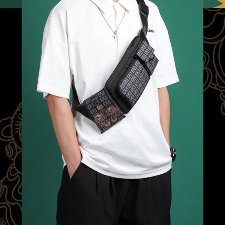 TINYAT Polyester Fanny Pack Regular Men's Black-4