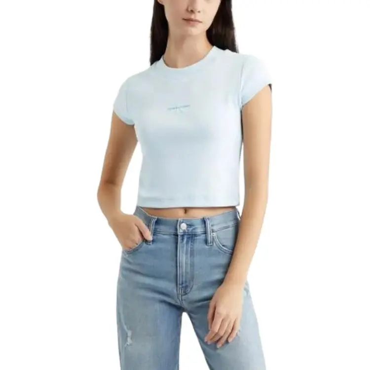 CALVIN KLEIN Regular T Shirt Women's Sky Blue-3