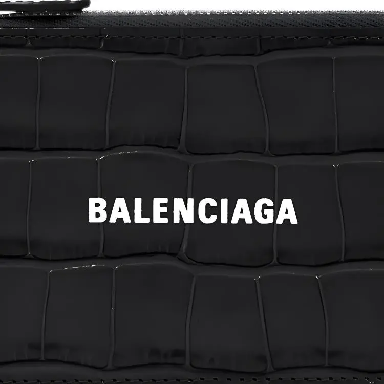 Balenciaga Cash Cow Leather Card Holder, Coin Purse, Wallet Tubas Women's Black-2