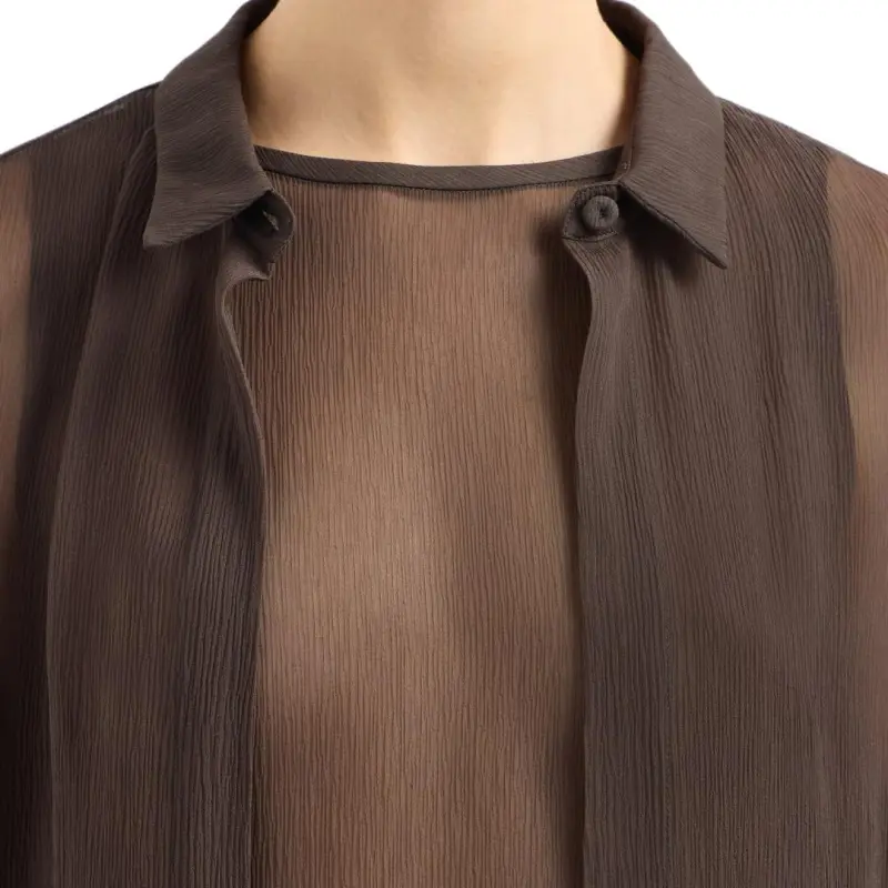 GIORGIO ARMANI Silk Crépon Loose Shirt-4
