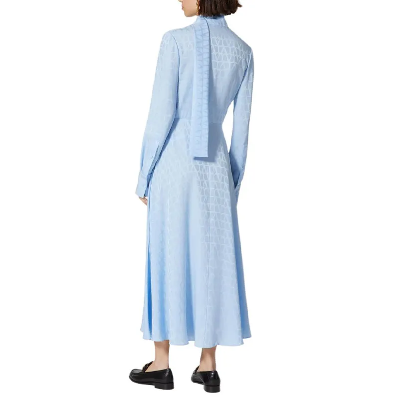 Valentino MIDI DRESS IN TOILE ICONOGRAPHE JACQUARD SILK Long Sleeved Dress Women's Iris Purple-2