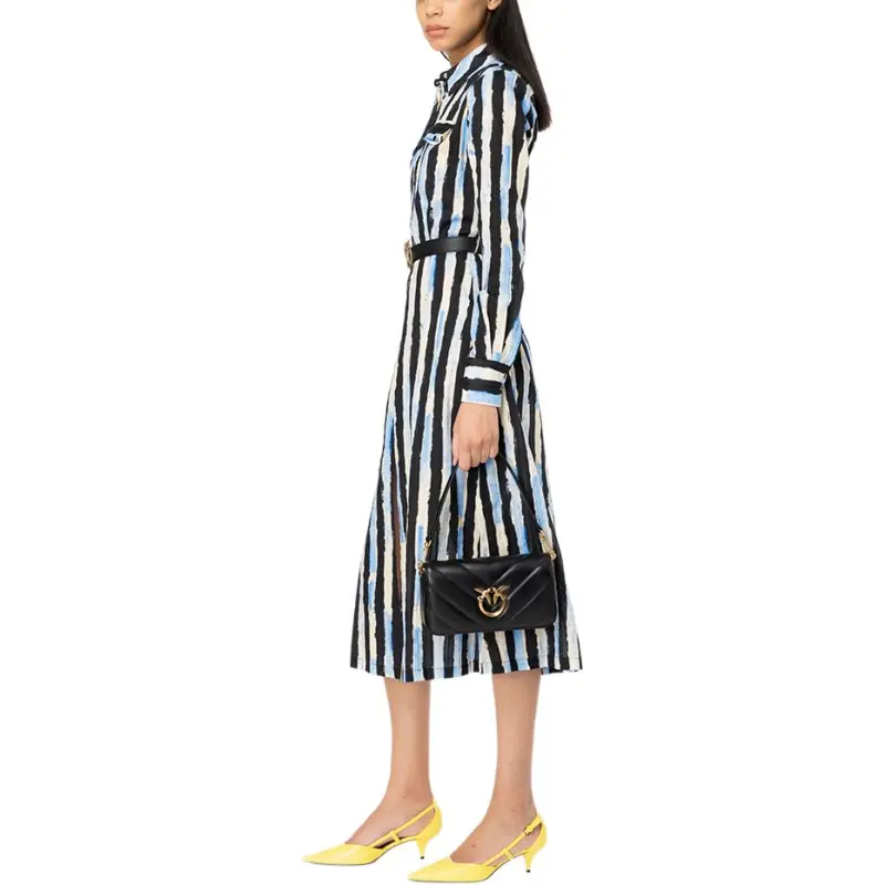 PINKO Paint Stripe Printed Midi Shirt Dress-4