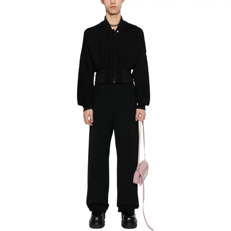 RICK OWENS Flight Leather Cropped Bomber Jacket-2