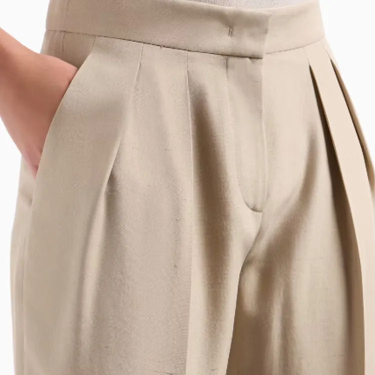 GIORGIO ARMANI Double pleat Silk shantung Trousers-4