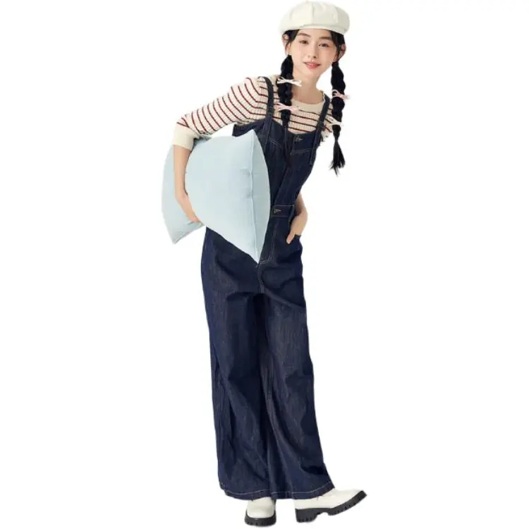 ZIHAN Overalls Women's Dark Denim Blue-4
