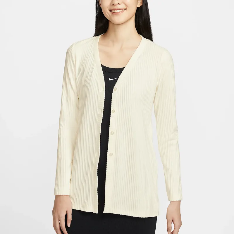 Nike SS25 AS W NSW NK CHLL KNT RIB CARDI Knitwear Women's White-2