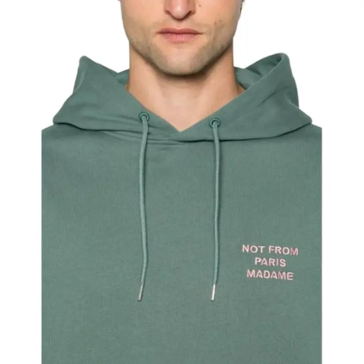 DROLE DE MONSIEUR Slogan Printed Drawstring Hoodie-4