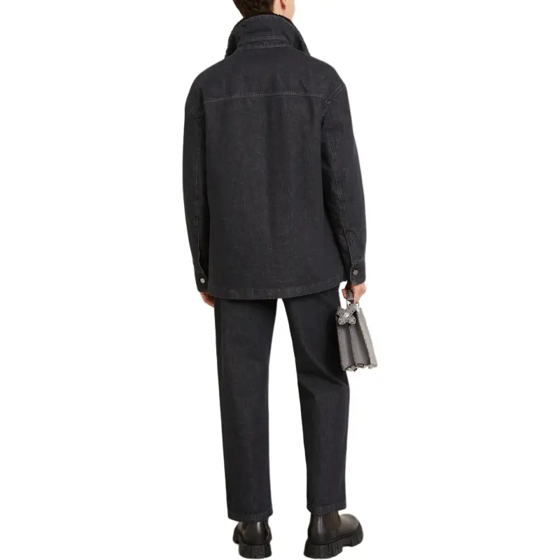 FENDI Logo Detailed Long Sleeved Denim Jacket-3