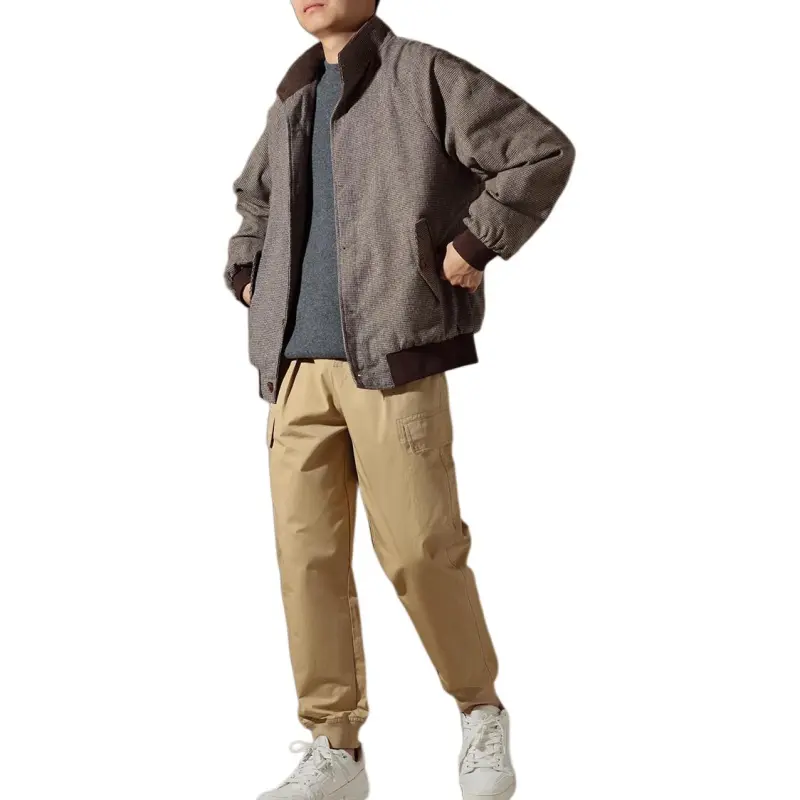 Hacikis Jackets Coats Men's Coffee Houndstooth-4
