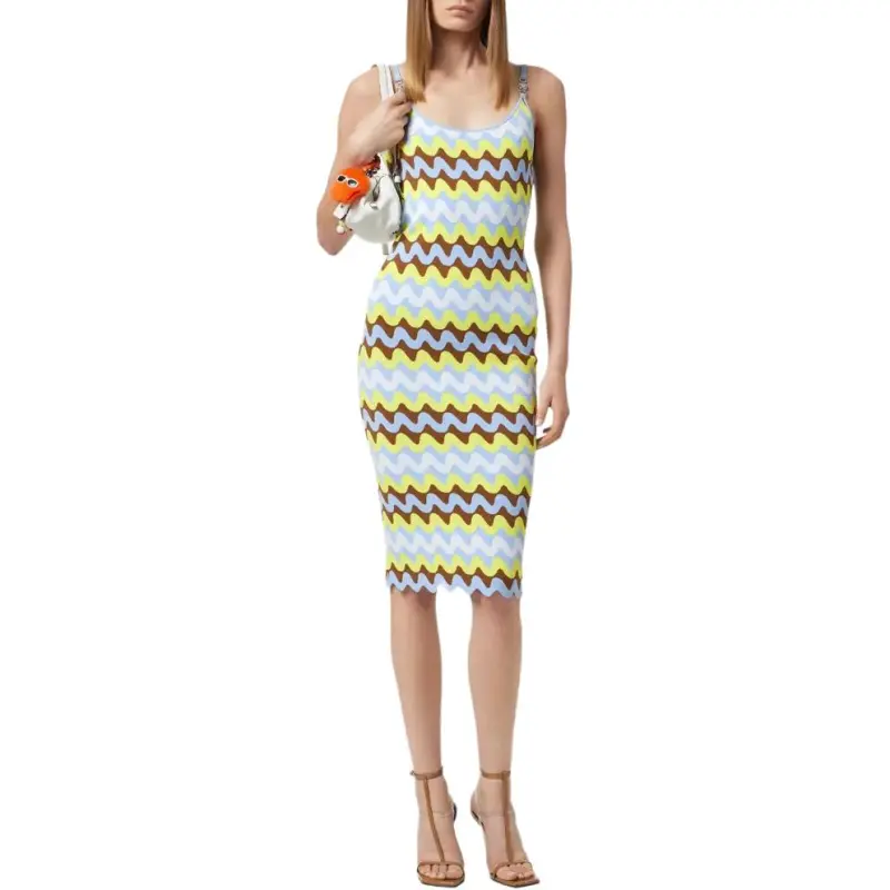 VERSACE Wave Jacquard knit Midi Dress-2
