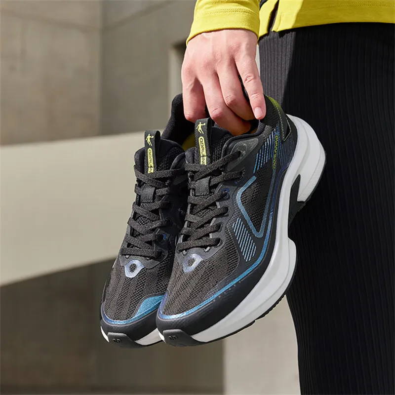QIAODAN Iridescent 5.0 Cushioning Coverage Rebound Low Top Sprint Running Shoes Men's Black Blue-2