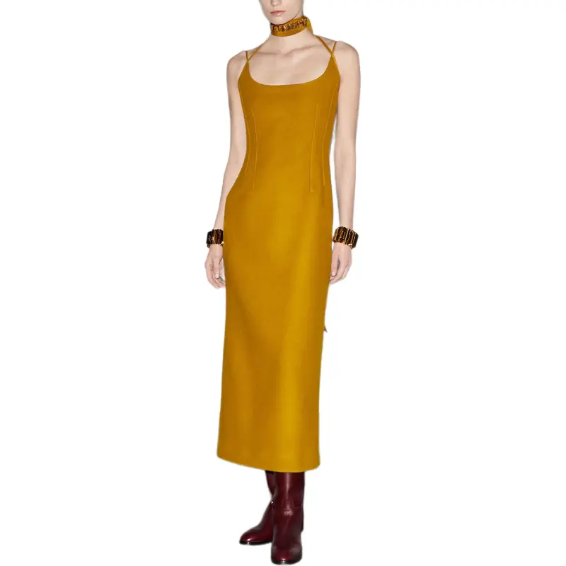GUCCI Slip Dress Women's Yellow-2