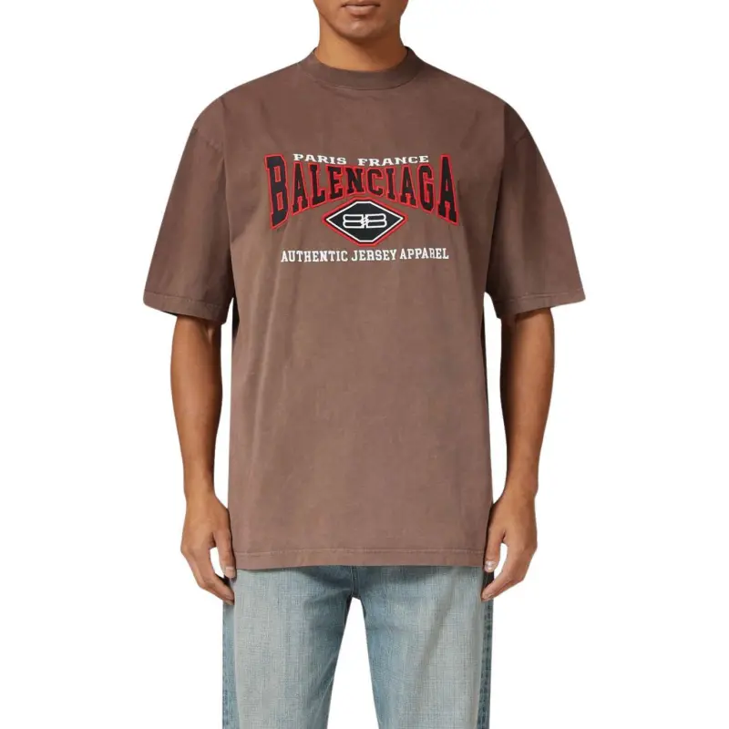 Balenciaga Logo Print T shirt Brown-2