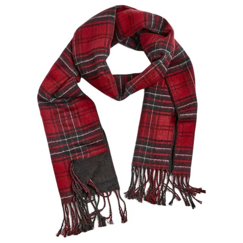 ZARA Polyester Viscose Cotton Acrylic Knit Scarves Men's Red-1