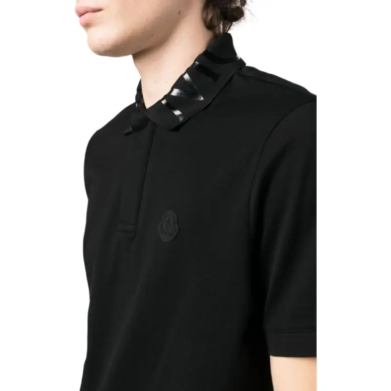 Moncler Men Concealed Placket Polo Black-4