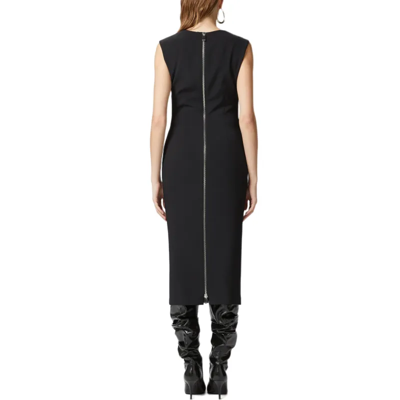 PINKO Zipped Crepe Midi Dress-3
