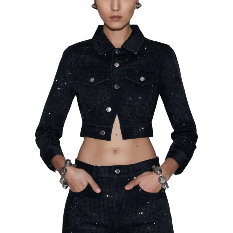 Alexander Wang Embellished Collared Denim Jacket-3