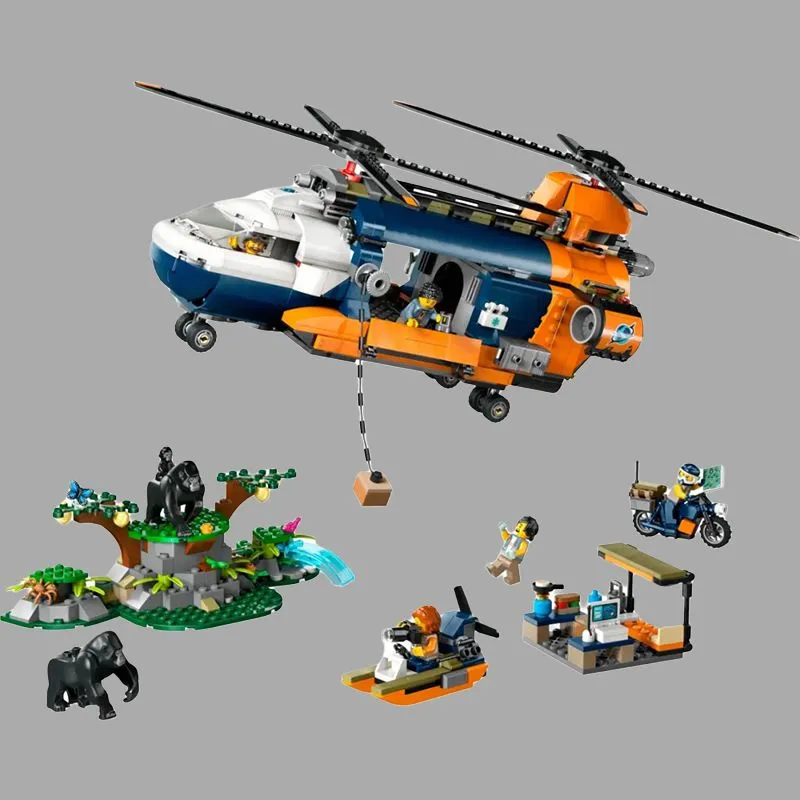 LEGO Jungle Explorer Base Helicopter Building Blocks 881pcs 60437-2