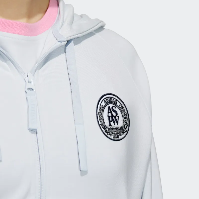 Adidas Verbiage Crop Jacket Jackets Coats Women's Light Blue-2