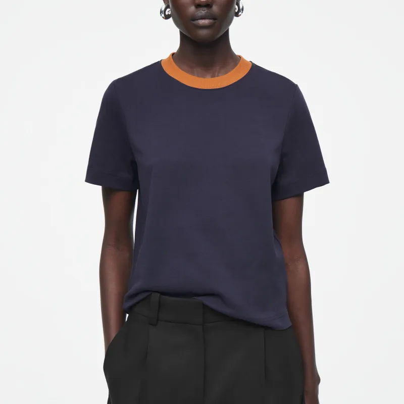 COS T-Shirt Women's Navy Blue/Orange-3
