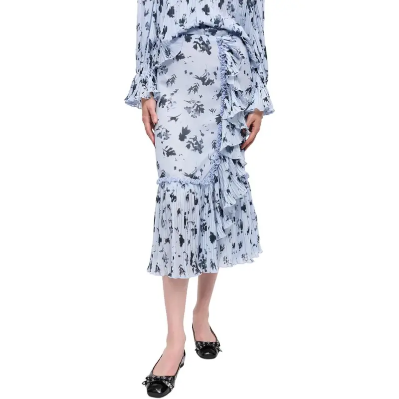 GANNI FW24 Casual Long Skirts Women's Sky Blue-2