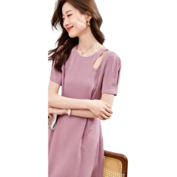 Mo Han Yi Mei Short Sleeved Dresses Women's Pink-2