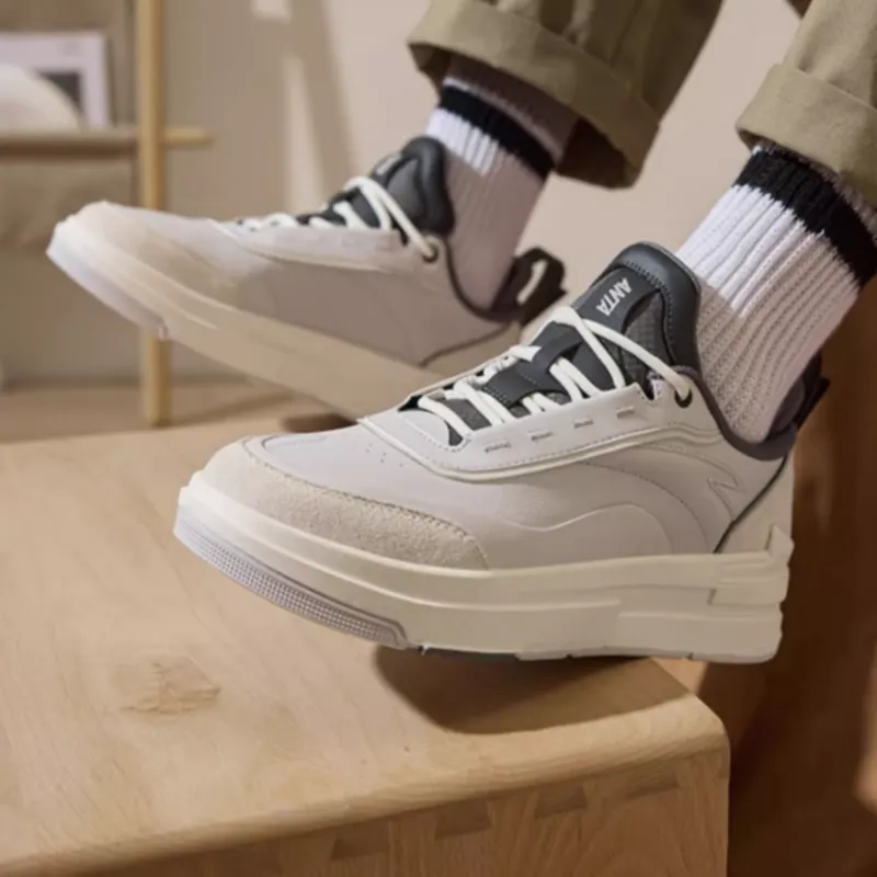 Anta Bump Anti-Slip And Wear-Resistant Balance Low-Top Skateboard Shoes Men's Light Silver Gray White-2
