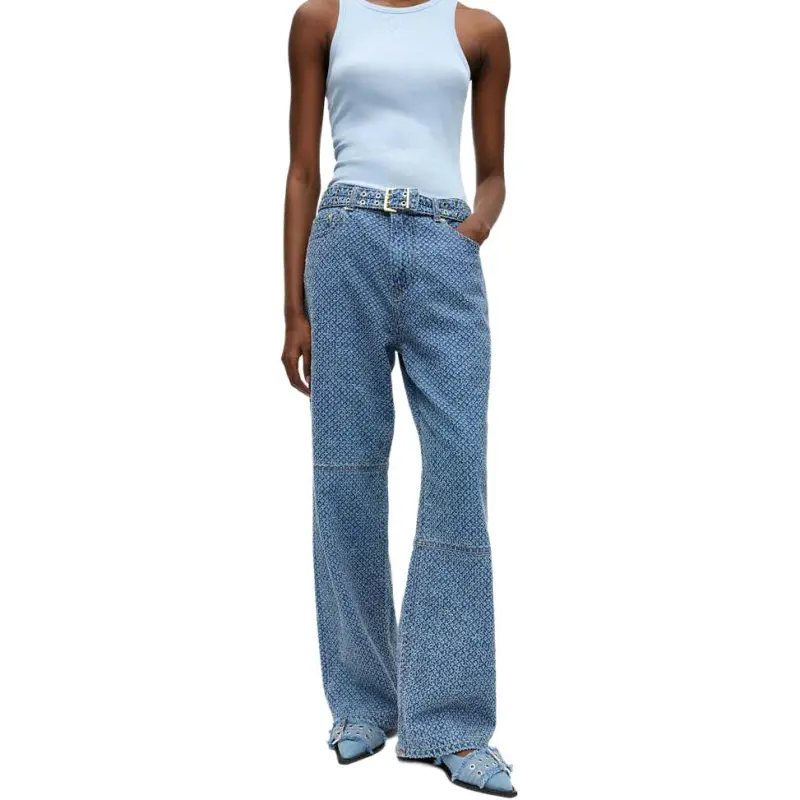 GANNI SS25 Jeans Women's Stone Washed Medium Blue-2