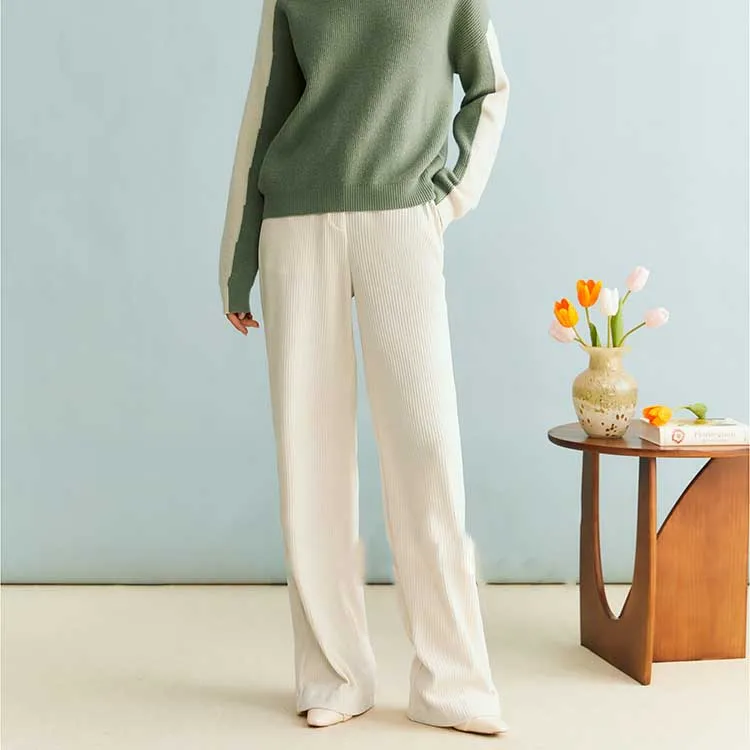 Yiner Casual Pants Women's Cream White-2