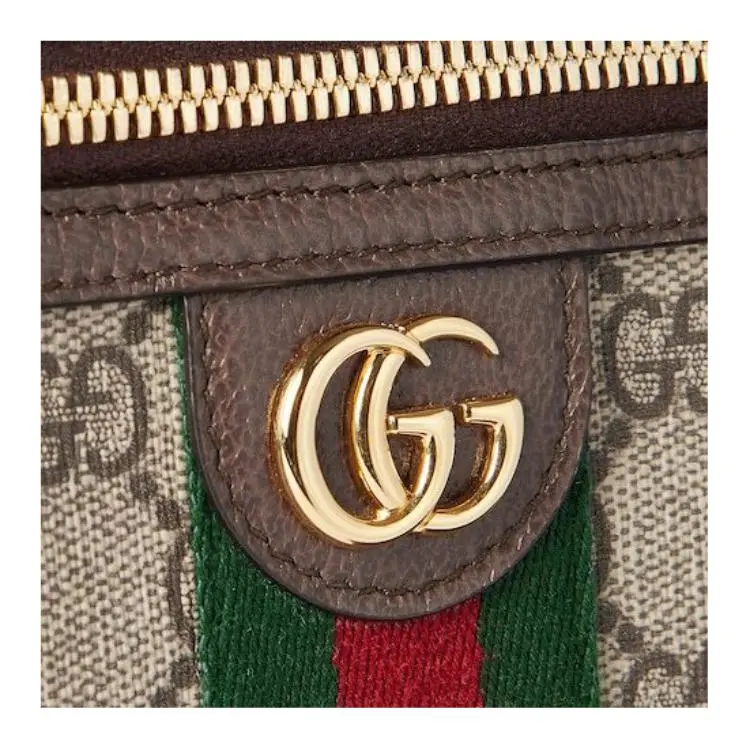 GUCCI Ophidia Canvas With Leather Shoulder Bag Crossbody Bag Handbag Extra Mini Women's Beige & Dark Brown-6