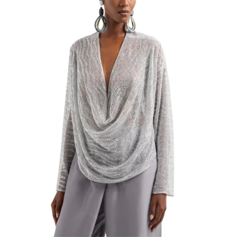 GIORGIO ARMANI Draped Blouse With Lurex And Crystal Embroidery-1