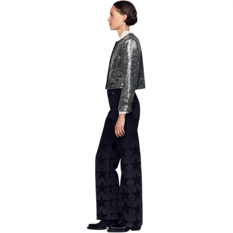 Sandro Sequinned Cropped Jacket-3