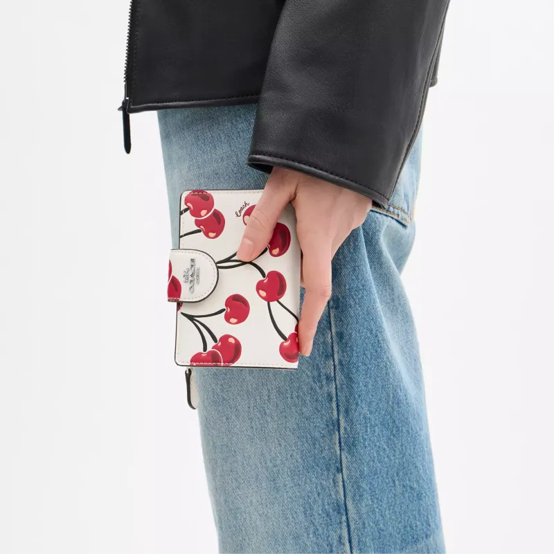COACH Leather Wallet Mini Women's White-3