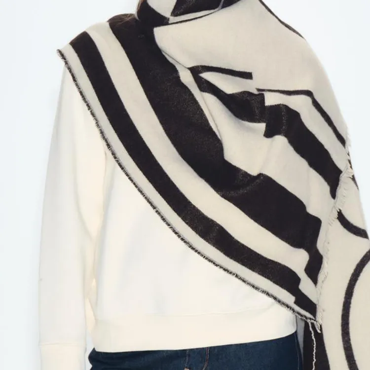 ZARA Acrylic Polyester Knit Scarves Women's Black-2