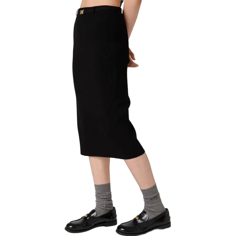 MIU MIU Casual Long Skirt Women's Black-3