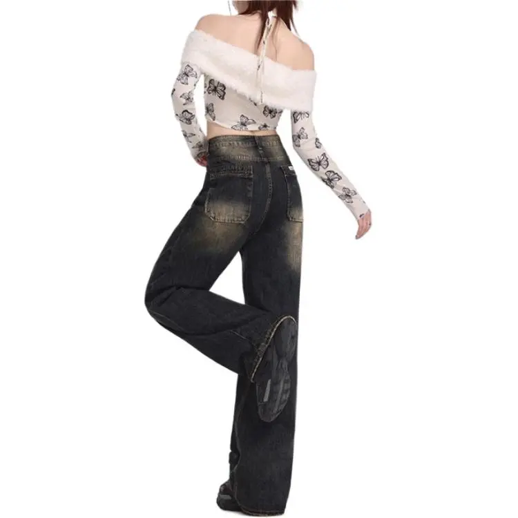YINLEI Jeans Women's Gray Blue-4