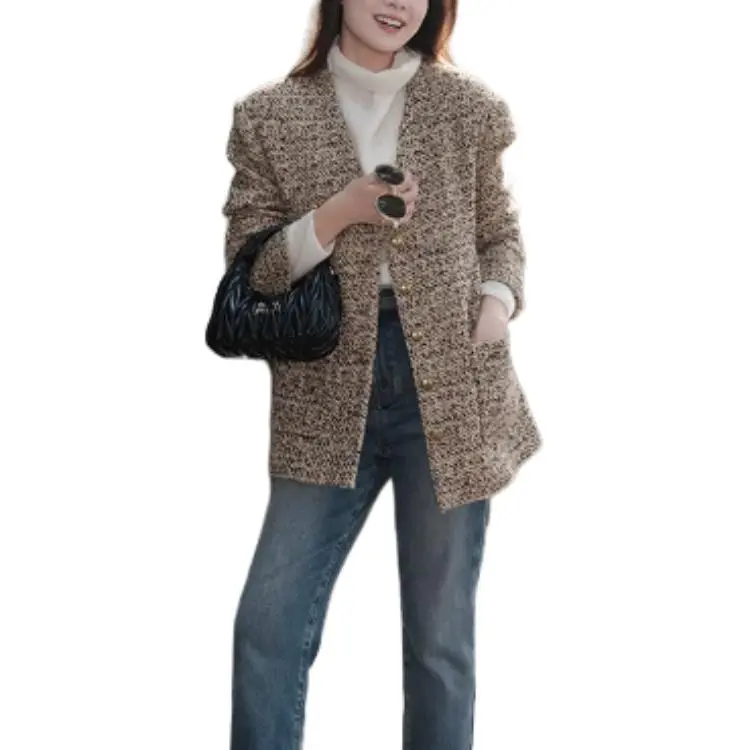 MEIYANG Jackets Coats Women's Coffee Floral-4