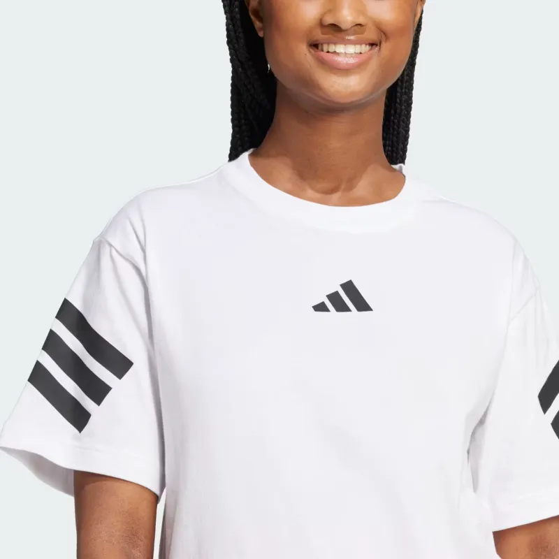 Adidas Drop Shoulder Sleeve T Shirt Women's White-4
