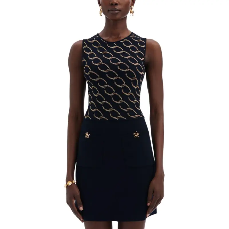 Oscar De La Renta Oscar Chain-link Knitted Dress-3