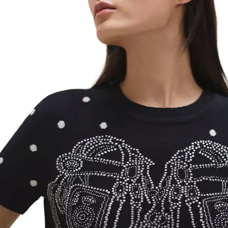 HERMES Cashmere Sweater Women's Blue Black-3