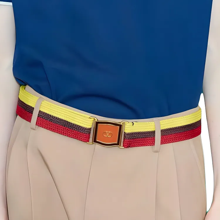 Valentino Fabric Belt Men's Multicolor Width 4CM-2