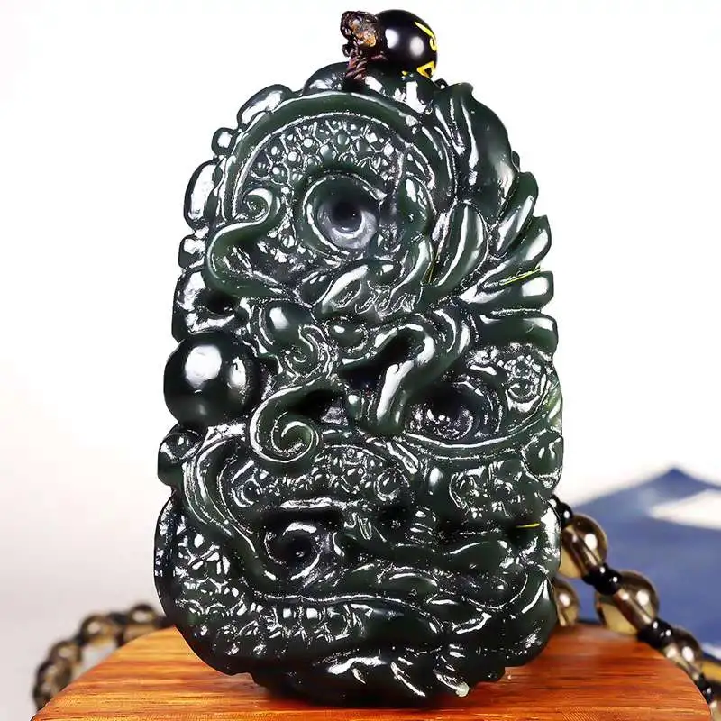 JUNWEN Hetian Jade Necklaces Green Jade Unisex-1