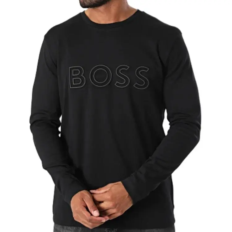 HUGO BOSS Maxi Logo Embossed Long Sleeved T Shirt-2