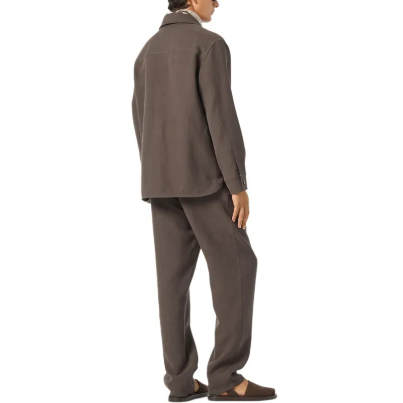 Loro Piana SS25 Jackets & Coats Men's Dark Teak Wood Color-3