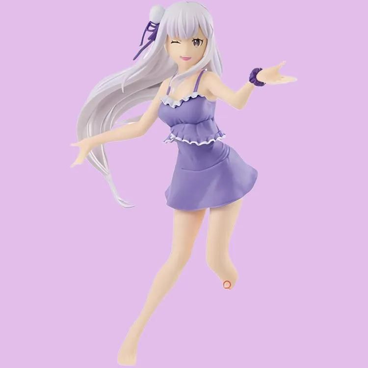BANPRESTO Emilia Glass Factory Zero Starting Life In Another World Emilia Swimsuit 17cm Bonus Gifts-2