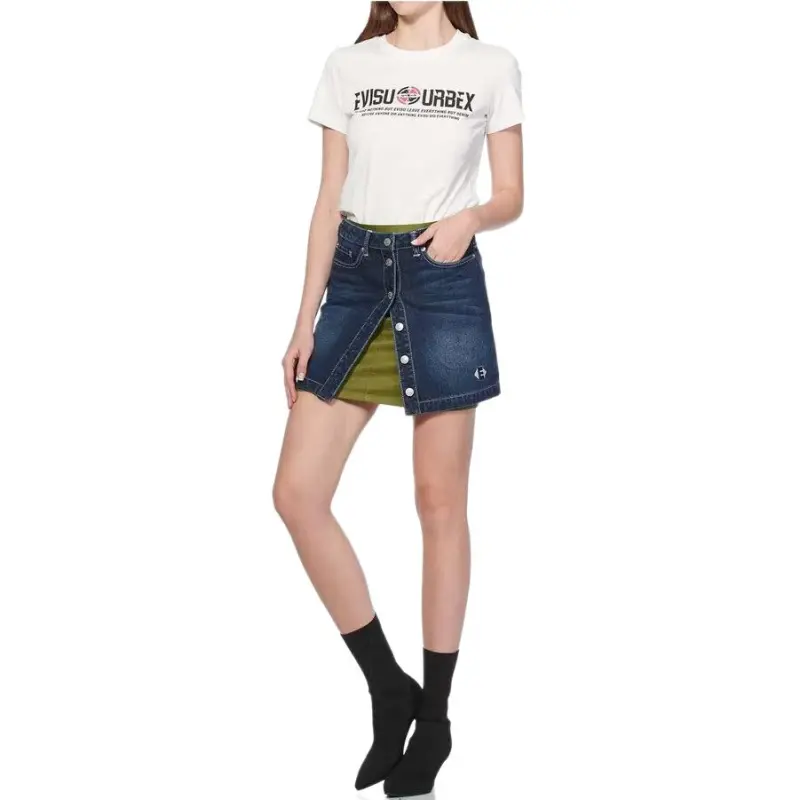 EVISU Denim Short Skirts Women's Blue-4